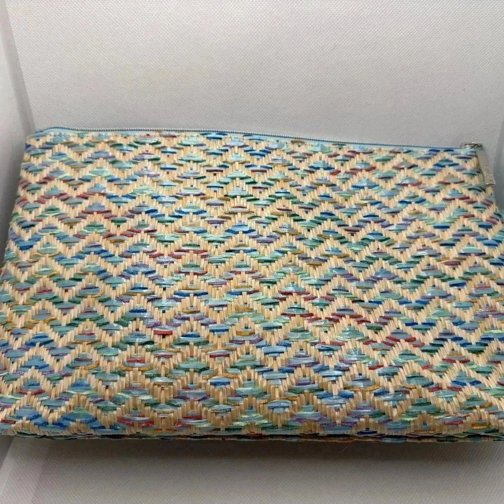 Lancome Paris Colorful Zip Up Tassel‎ Woven Cosmetic Travel Bag